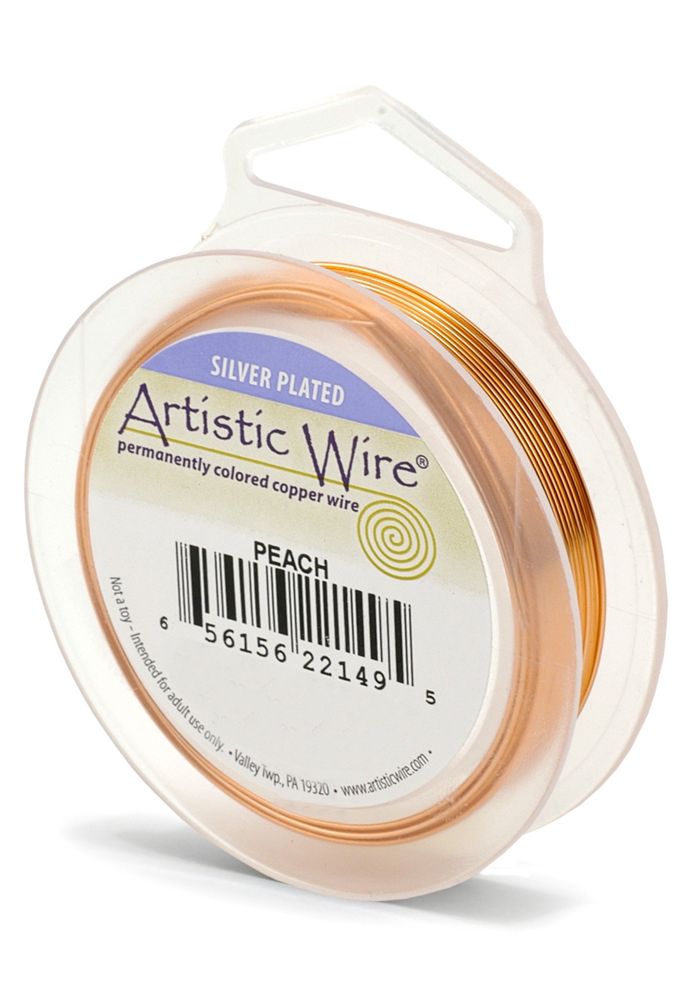 Artistic Wire Silver Plated Tarnish Resistant Colored Copper Craft Wire, Peach, 28 Gauge, 40 yd