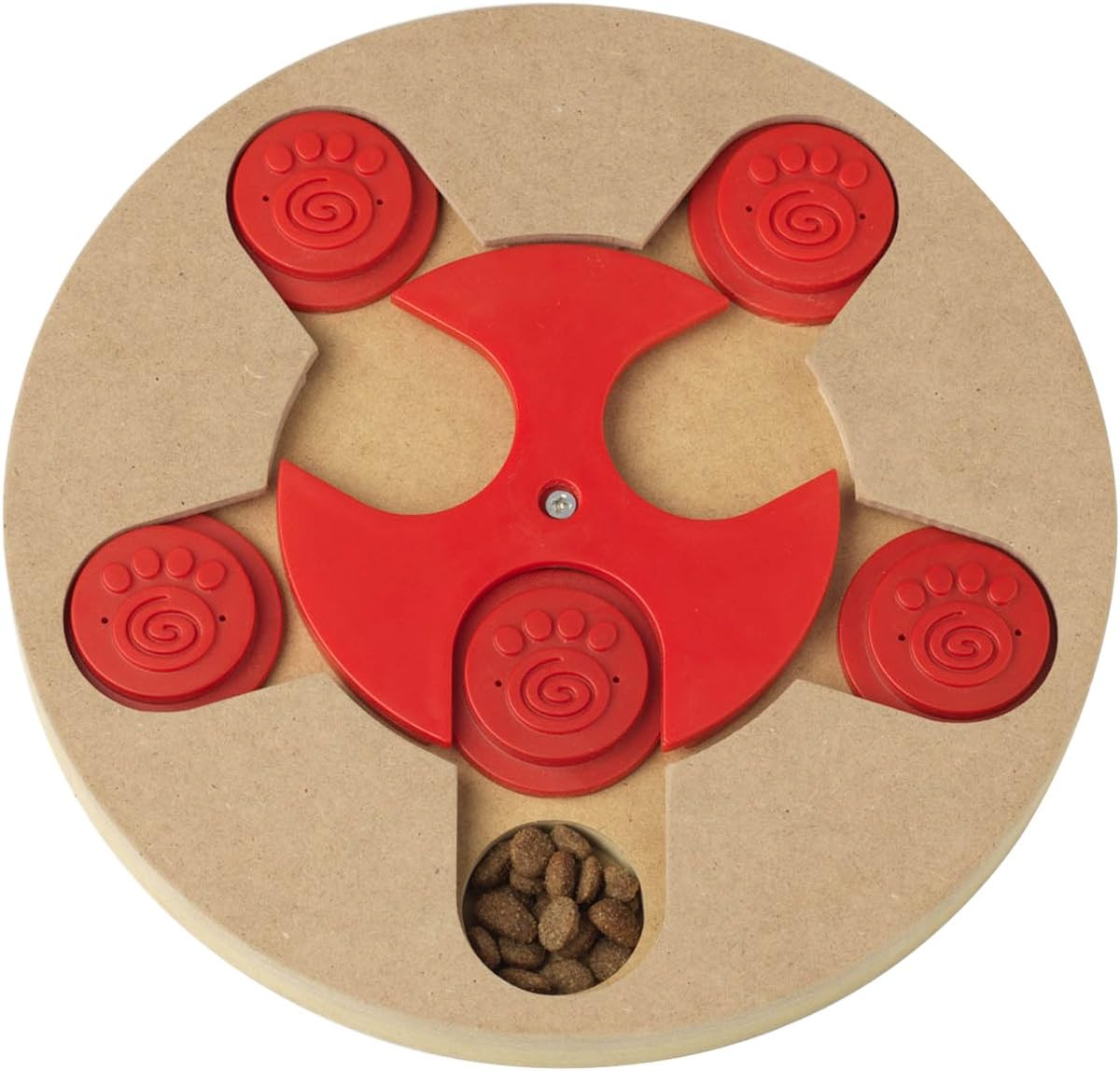 PetRageous 13006 Thinkrageous Interactive Advanced Level Puzzle Piece Pet Toy Measures 9.84-Inch for Dogs and Cats and Ages, Red