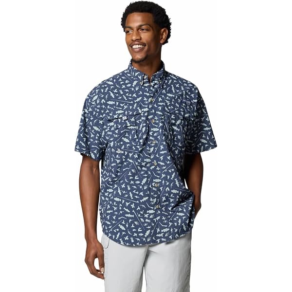 Columbia Men's PFG Super Bahama II Short Sleeve Fishing Shirt - UPF 30, Vented & Moisture Wicking