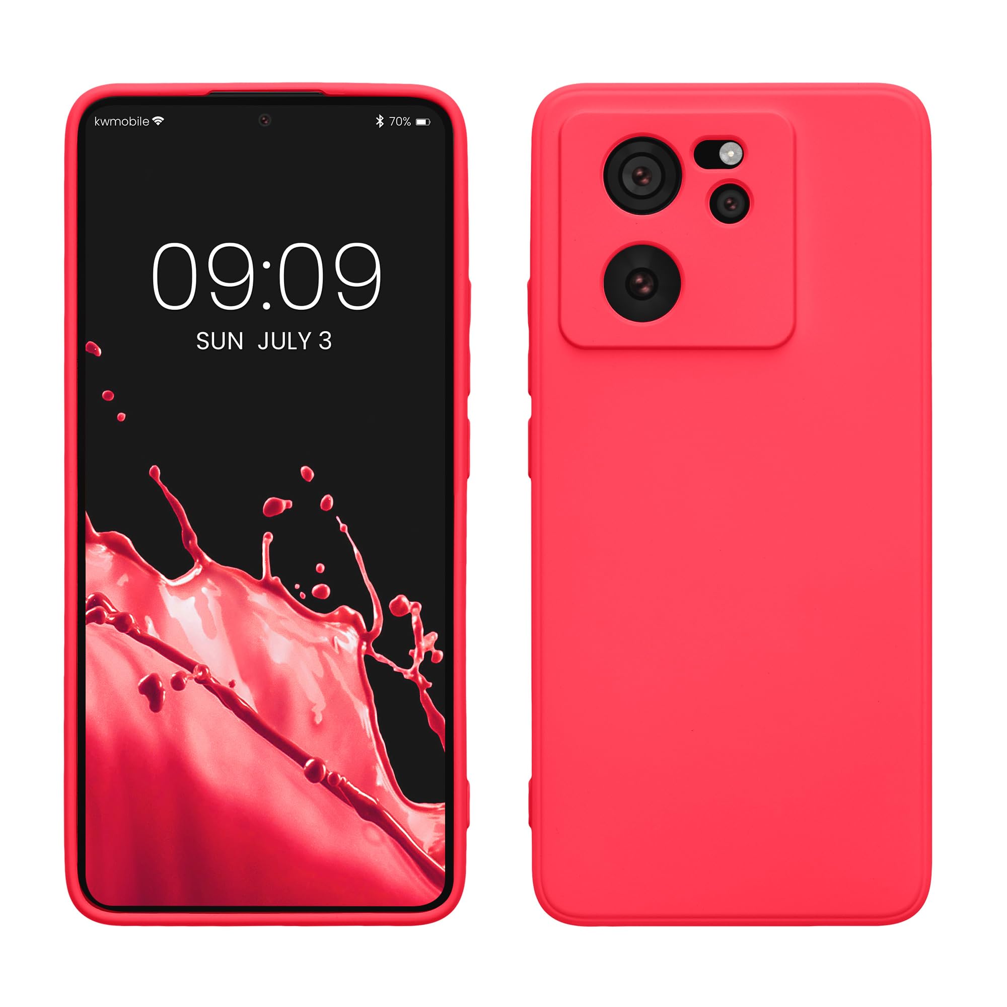 kwmobile Case Compatible with Xiaomi 13T / 13T Pro Case - Protective Slim TPU Cover with Soft Matte Finish - Neon Pink โ image 1