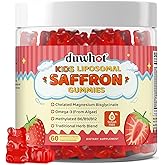 duwhot Liposomal Saffron Gummies Kids, Saffron Supplements w/Holy Basil, Rosemary, Magnesium Bisglycinate, Omega-3 & More,Focus & Brain Support Supplement, Non-GMO,Vegan, 60 Chewables