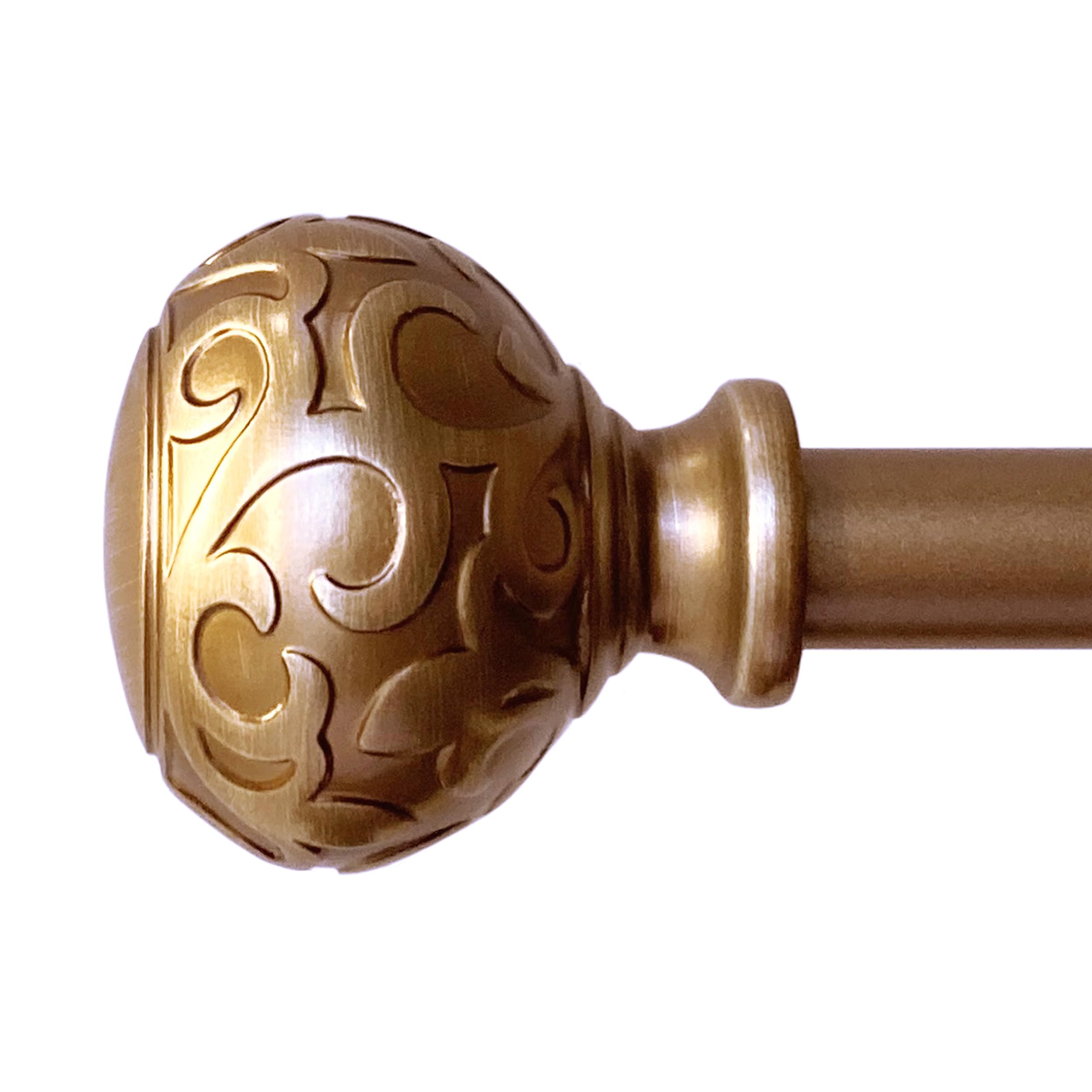 Sorrento 26-48 Inch Adjustable Curtain Rod Set, 5/8 Inch Diameter in Vintage Brass