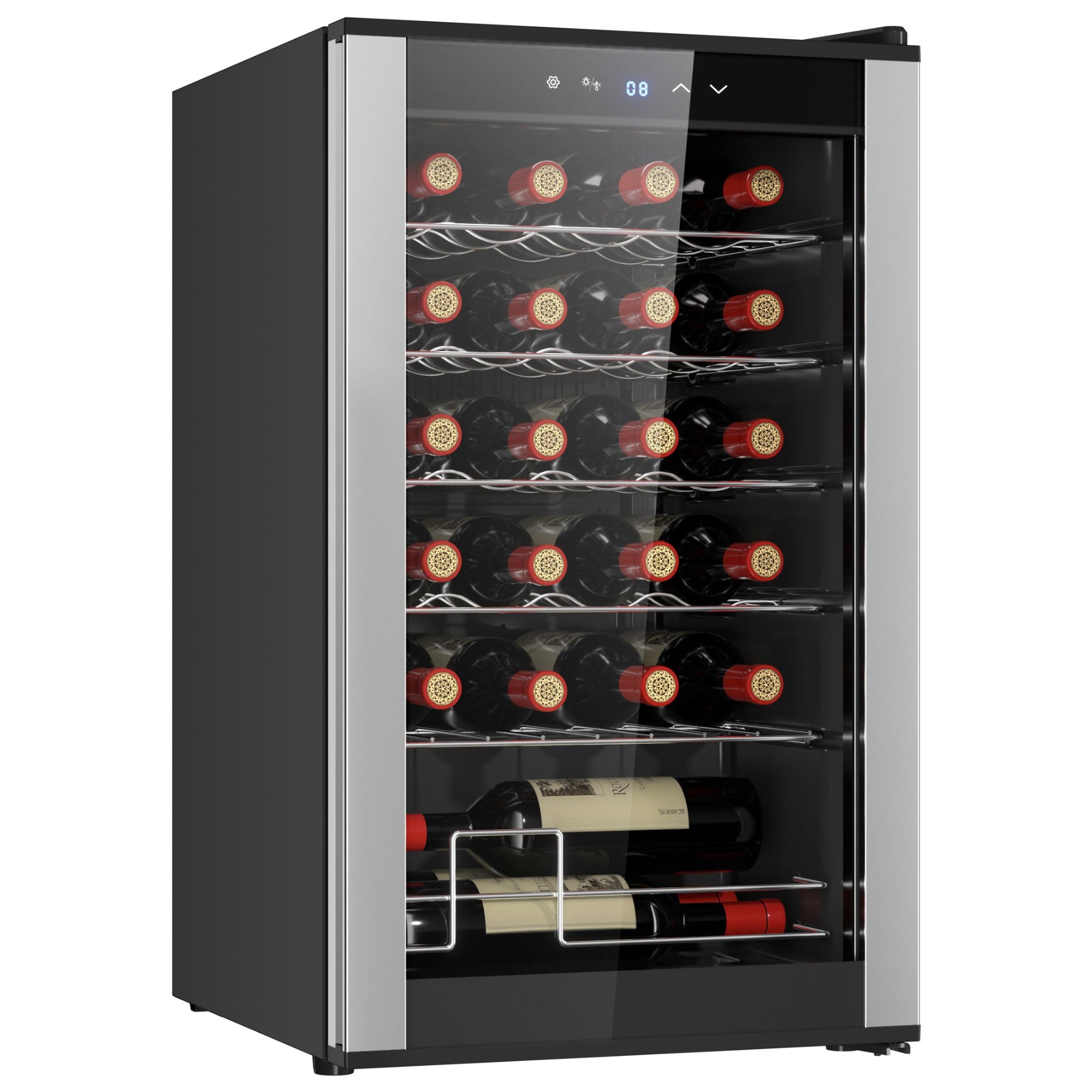 Photo 1 of Koolatron 24 Bottle Wine Cooler Black Compressor Wine Fridge | 2.4 cu ft (68 L) Freestanding Wine Cellar | Red White & Sparkling Wine Storage | UV-Blocking Glass | Home Bar Kitchen Apartment Condo