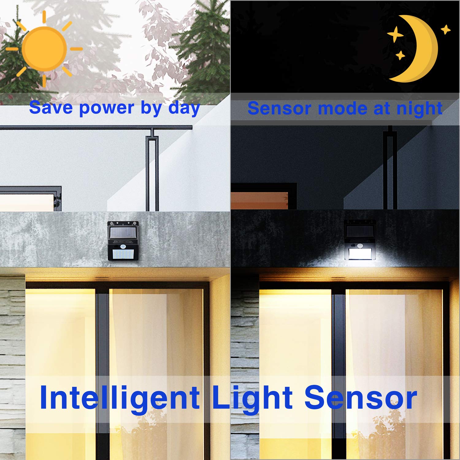 Omicoo 30 LED Solar Light Motion Sensor Wireless Radar Sensors IP65 Security Wall Lights for Outdoor Wall, Patio, Deck, Yard, Garden with Motion Activated Auto On/Off