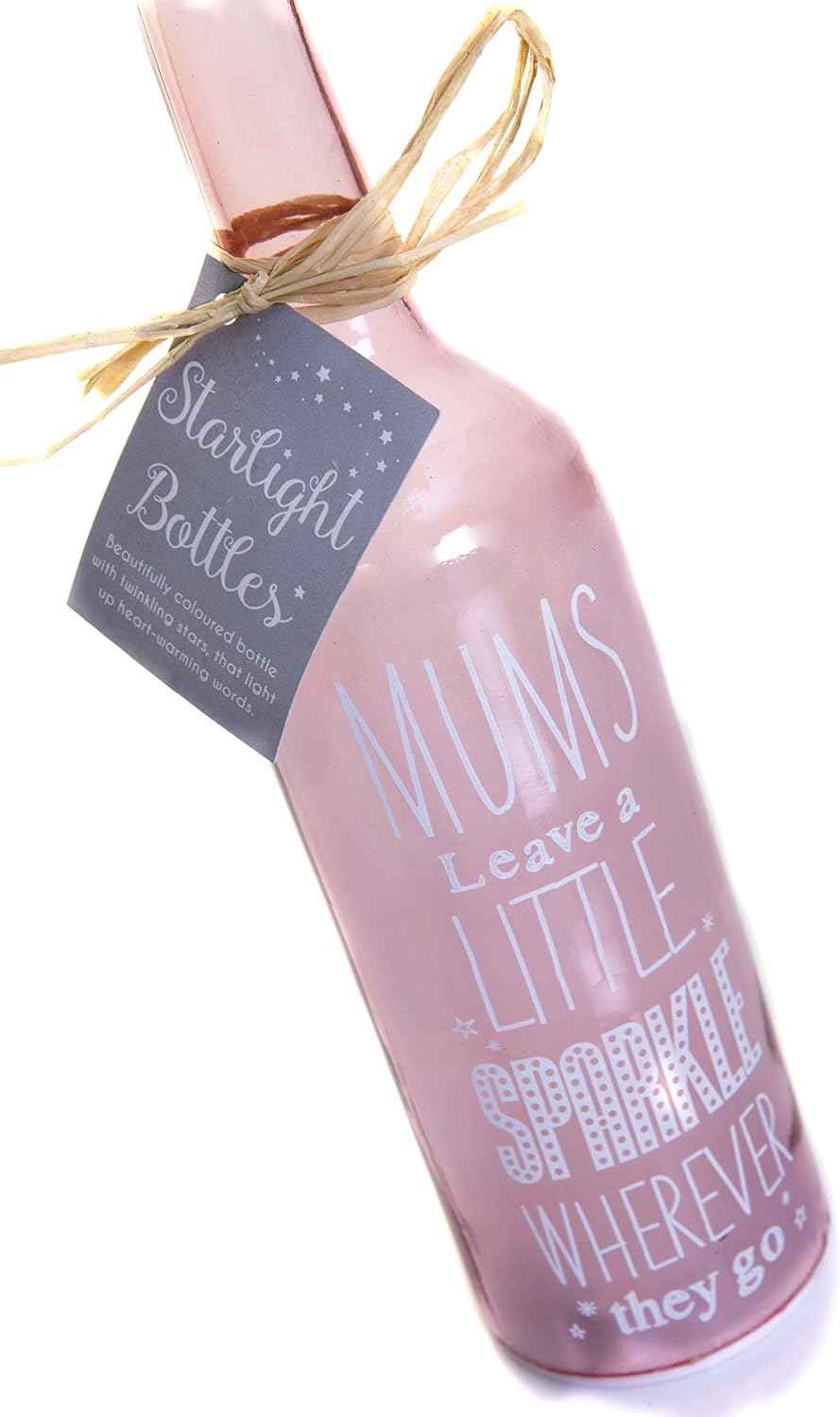 Boxer Gifts SB1111 Light-Up LED 'Mums Leave a Little Sparkle' Glass Starlight Bottle, Light Pink, 6.70 x 6.70 x 29.50 cm - Image 3