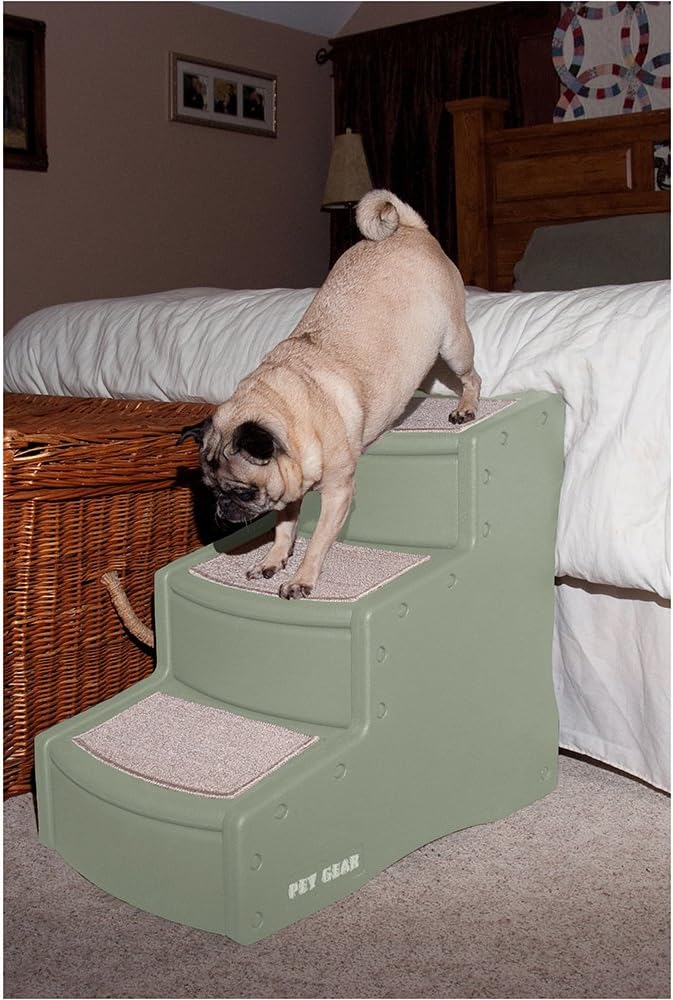 Pet Gear Easy Step III Pet Stairs, 3-step/for cats and dogs up to 150-pounds, Tan : Dog Steps For Suv : Pet Supplies