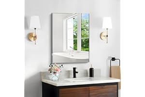 CILIBER 18x24 Beveled Mirror, Frameless Beveled Bathroom Mirrors for Wall, Upgraded Shatterproof Rectangle Vanity Mirror with Beveled Edge for Bathroom, Bedroom, Living Room and Entryway