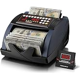Aneken Money Counter with Value Count, 1300 Bills/Min for USD &amp; EUR | UV/MG/IR/THK/DIM/CCH/FL/SLCounterfeit Detection, Count, Add, Batch &amp; Auto/Manual Modes for Cash-Handling Businesses