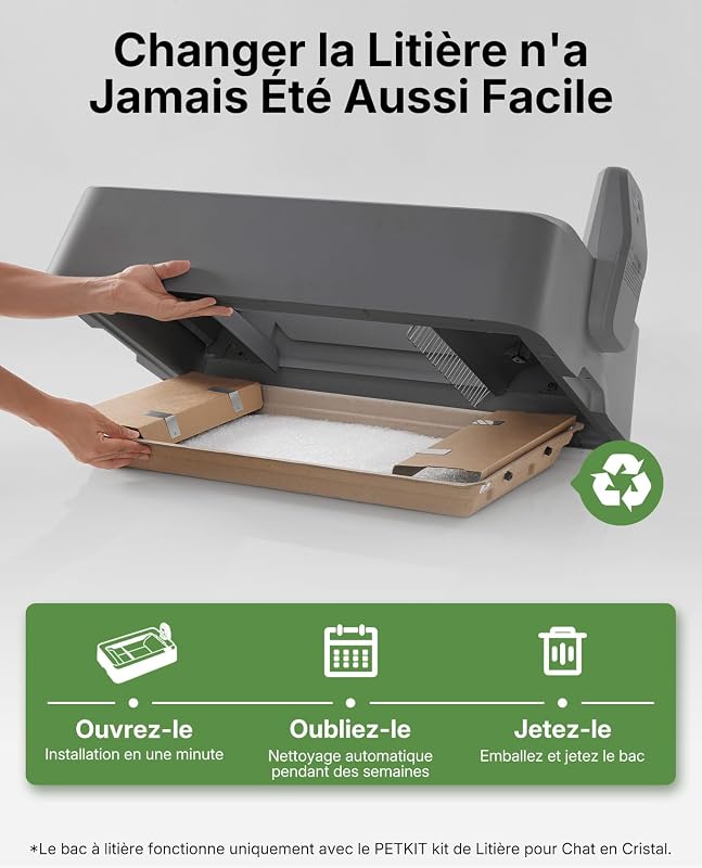 PUROBOT Crystal Duo Litiere Chat Autonettoyante avec Caméra IA | Espace Ouvert, Contrôle Via App, Surveillance de Santé,Double Désodorisation, Nettoyage Bidirectionnel, Anti-pincement (Gris)