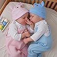 ADFO Lifelike Reborn Baby Dolls Twins, 17 inch Soft Vinyl Baby Dolls Realistic Newborn Real Life Baby Boy Girl Dolls with Clothes and Toy Gift for Kids Age 3+