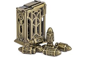 Cusdie 7-Die Bullet-Shaped Metal Dice Set DND Dice Set in Metal Clip Case for Dungeons and Dragons TTRPG Role Playing Dice Ga
