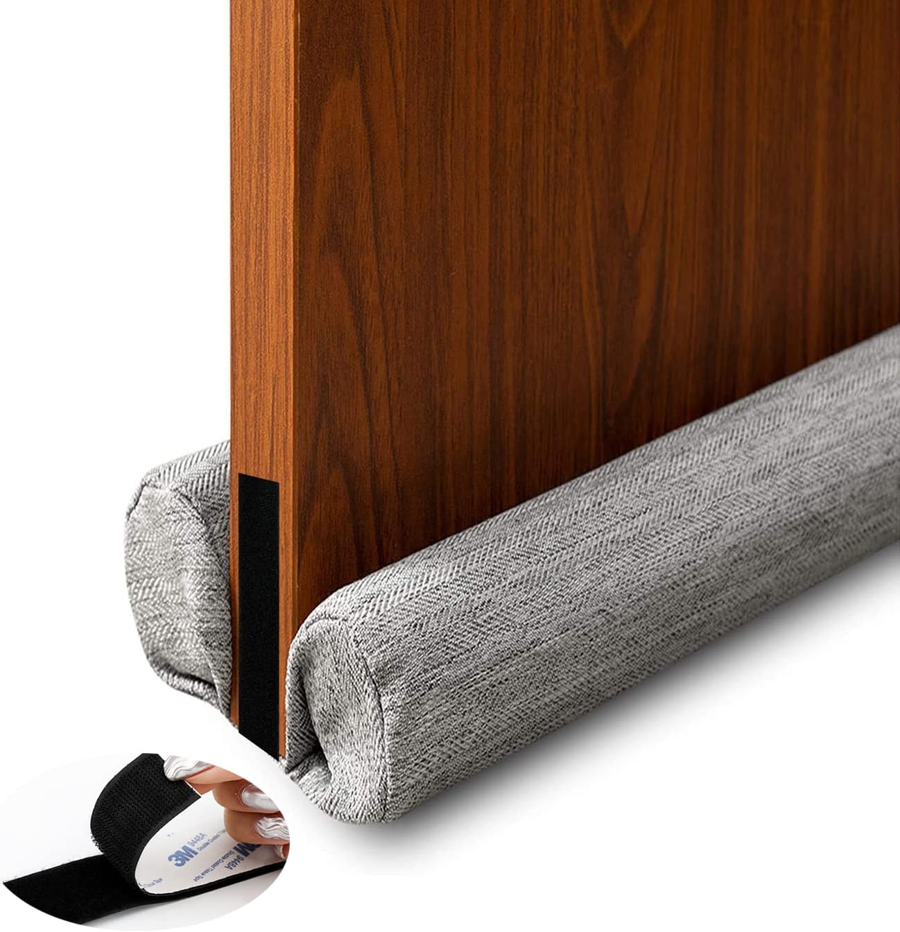 Draft Stoppers - DreamQuil Twin Door Draft Stopper - 1.5 Inches Gap Under Door Draft Blocker Door Sweep Weather Stripping Free Adhesive Adjustable Noise Stopper (White, 32-36 Inch)