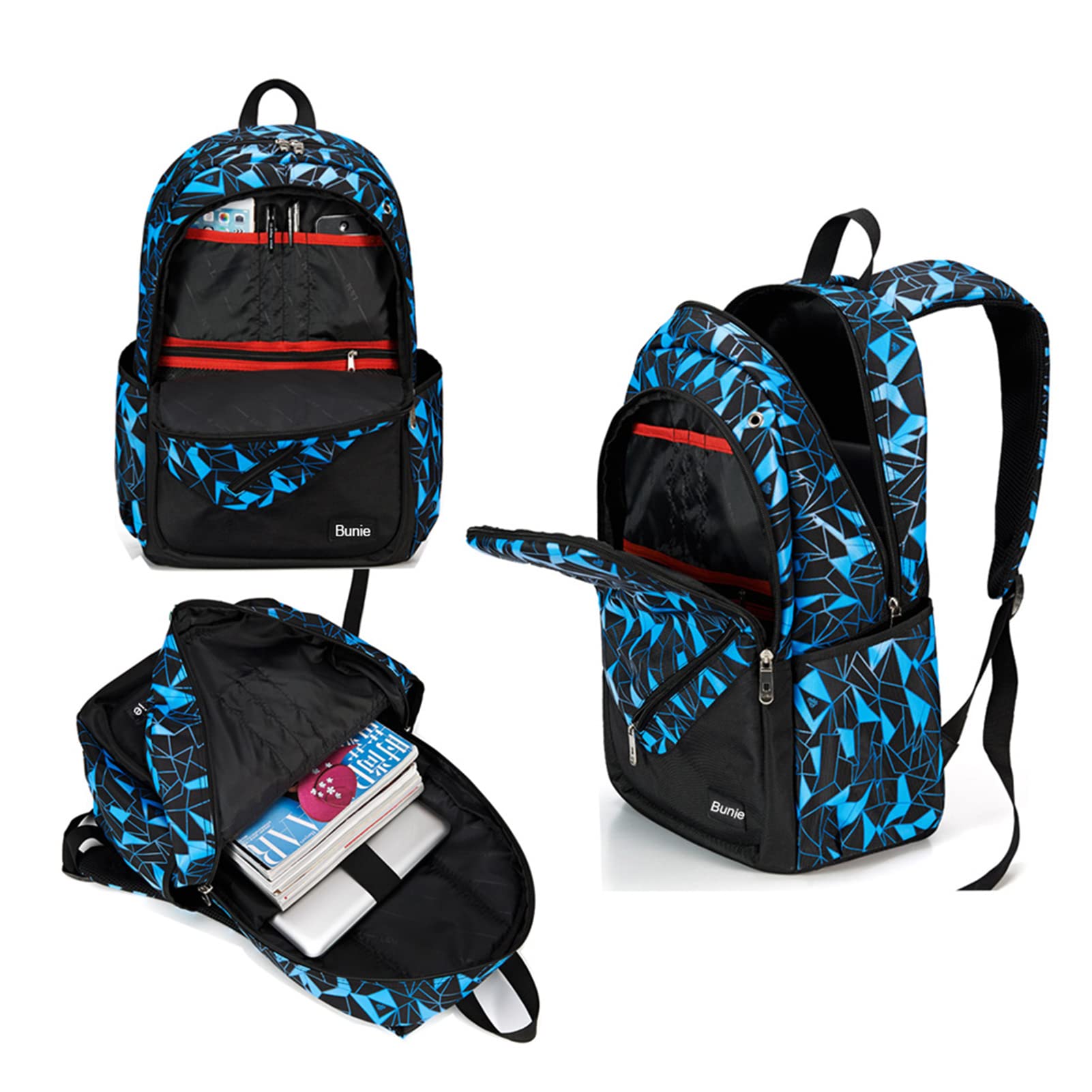bunie Schulrucksack Jungen Teenager Kinder Große Schule Rucksack Mädchen Schultasche Coole Schulranzen Jungen 2 3 4 5 6 7 Klasse Ranzen Oder 8 9 10 11 12 13 14 15 Jahre School bag for Boys Sets Blau 3