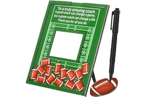 Yuntau Football Frame Coach Gift with Wood Chips Signature Pen Graduation Coach Frame Football Plate Plaque for Thank You Gift Sports Teacher