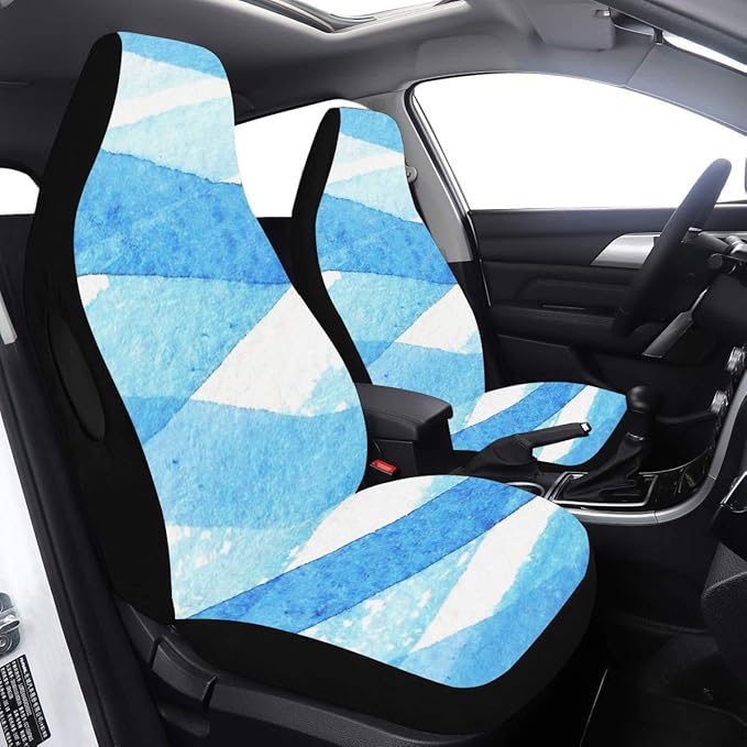 Front Seat Cover Colorful Dark Blue Weave Line Kids Car