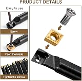 Donken Carbide Lathe Turning Tool Set 12mm Shank 7Pcs with 2 Inserts view 3