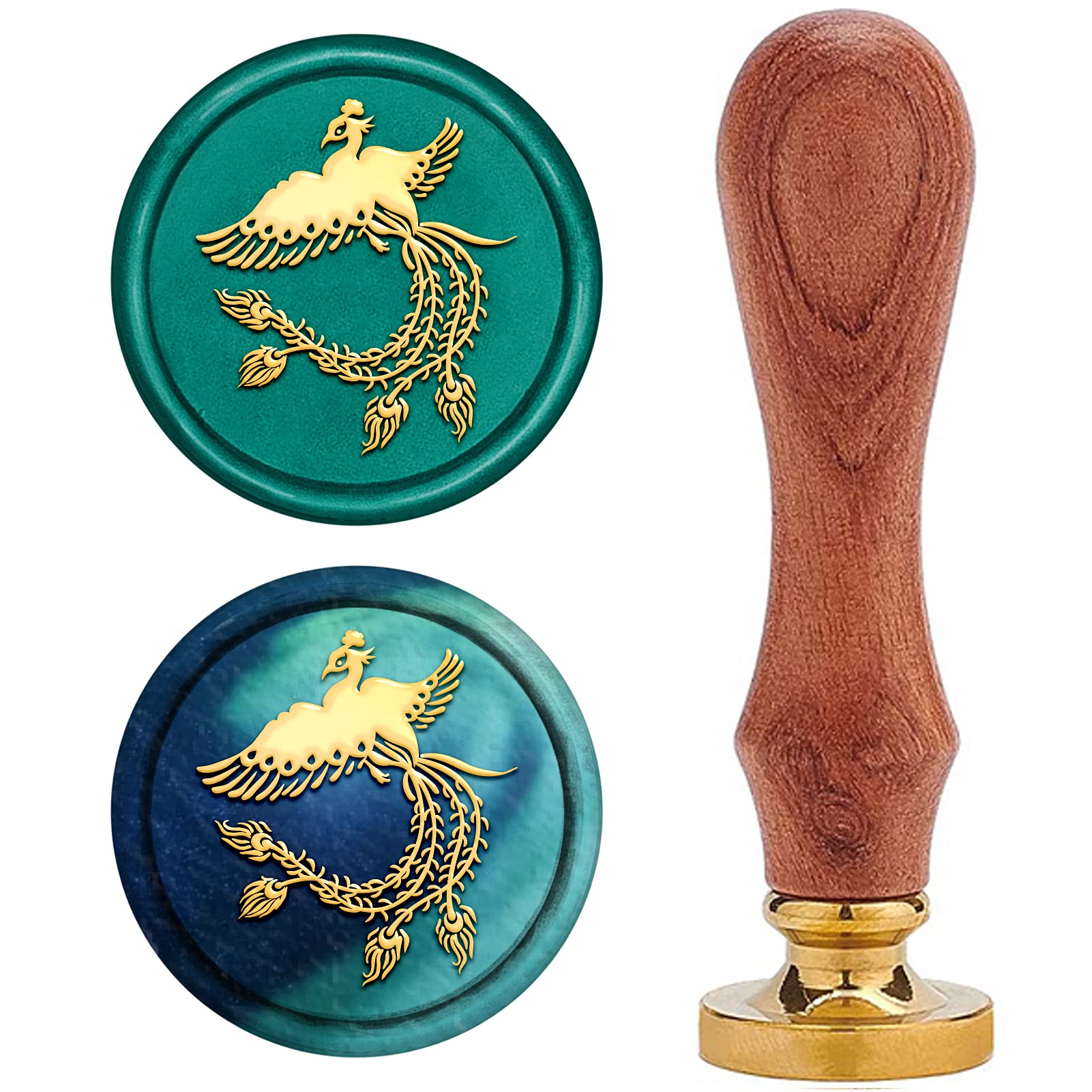CRASPIRE Wax Seal Stamp Phoenix Bird Retro Animal 25mm Removable Brass Head Wood Handle for Envelope Invitation Wedding Embellishment Bottle Gift Card