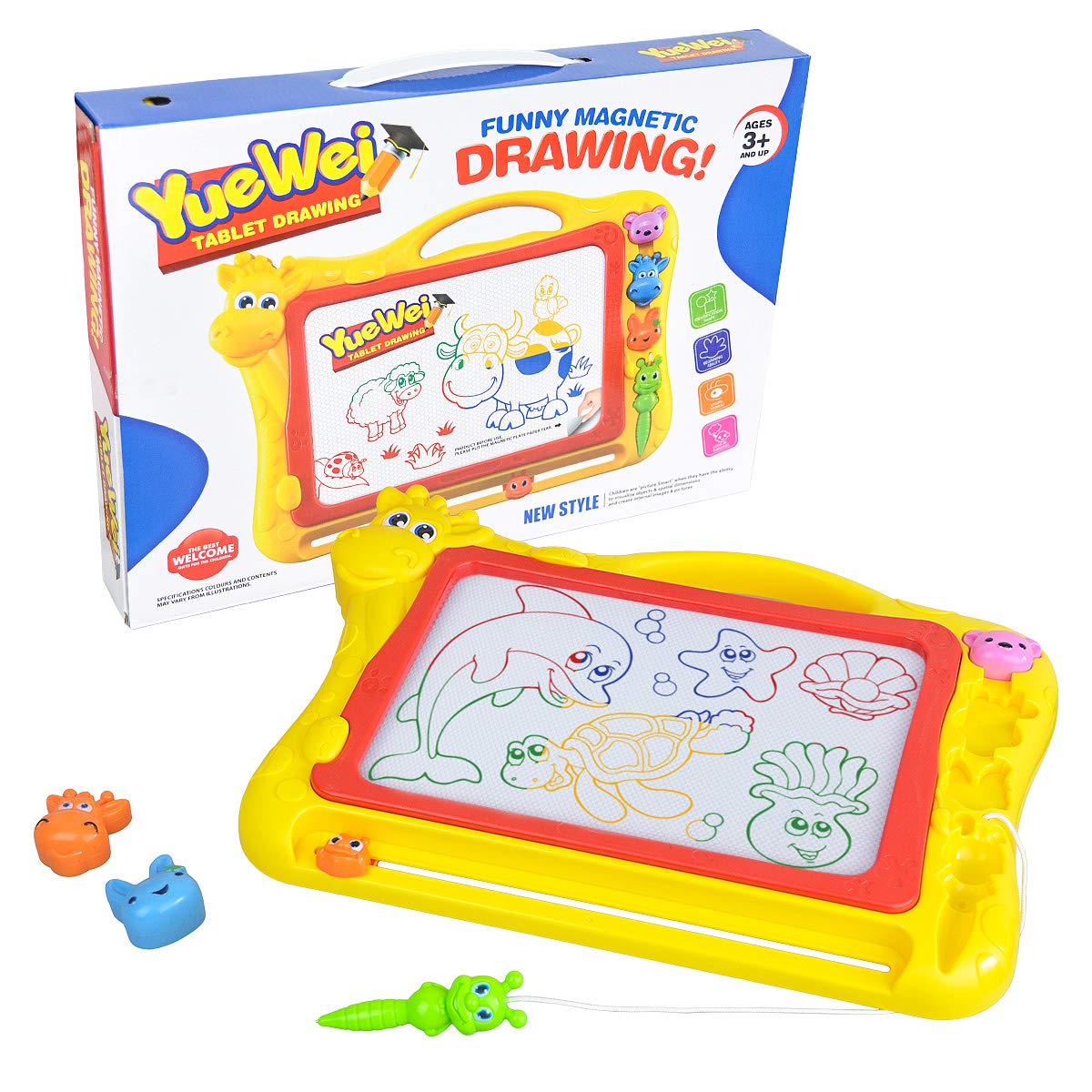 Magnetic Drawing Board, Large Size Magna Drawing Doodle Board with 4 Colors