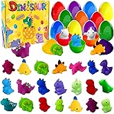 JOICEE 24pcs Dinosaur Squishy Toy Prefilled Easter Eggs, Kawaii Mochi Squishies Stress Relief Toys Filled Plastic Easter Eggs for Easter Basket Stuffers Party Favor Egg Hunt for Kids