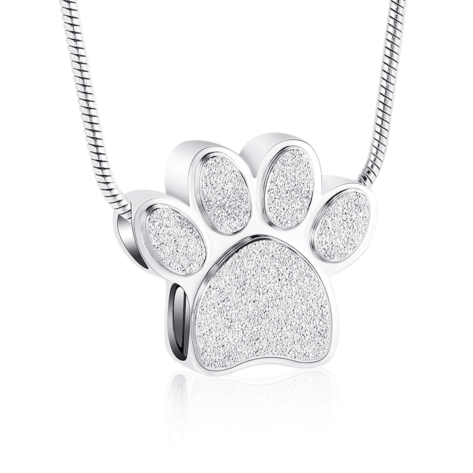 zeqingjw Pet Cremation Jewelry for Ashes Pendant Paw Print Pet Heart Urn Necklace Memorial Keepsake Jewelry for Pet/Dog's/Cat's Ashes, 0.78 inches, Metal, No Gemstone