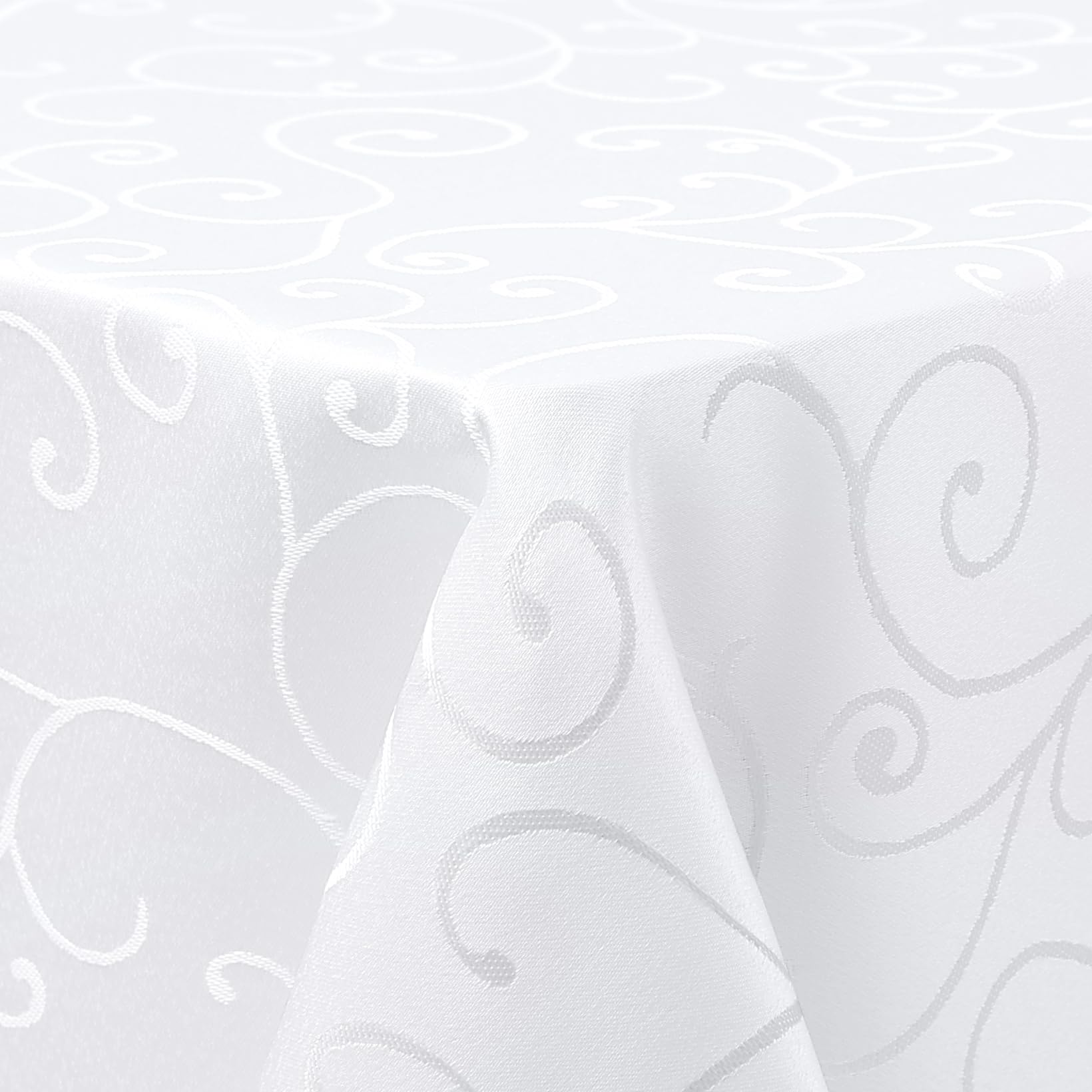 Homaxy Table Cloth Rectangular 130x160 cm, Washable Polyester Jacquard Tablecloth, Dust-Proof Table Cover for Kitchen Dinning Indoor Decoration, White — image 1
