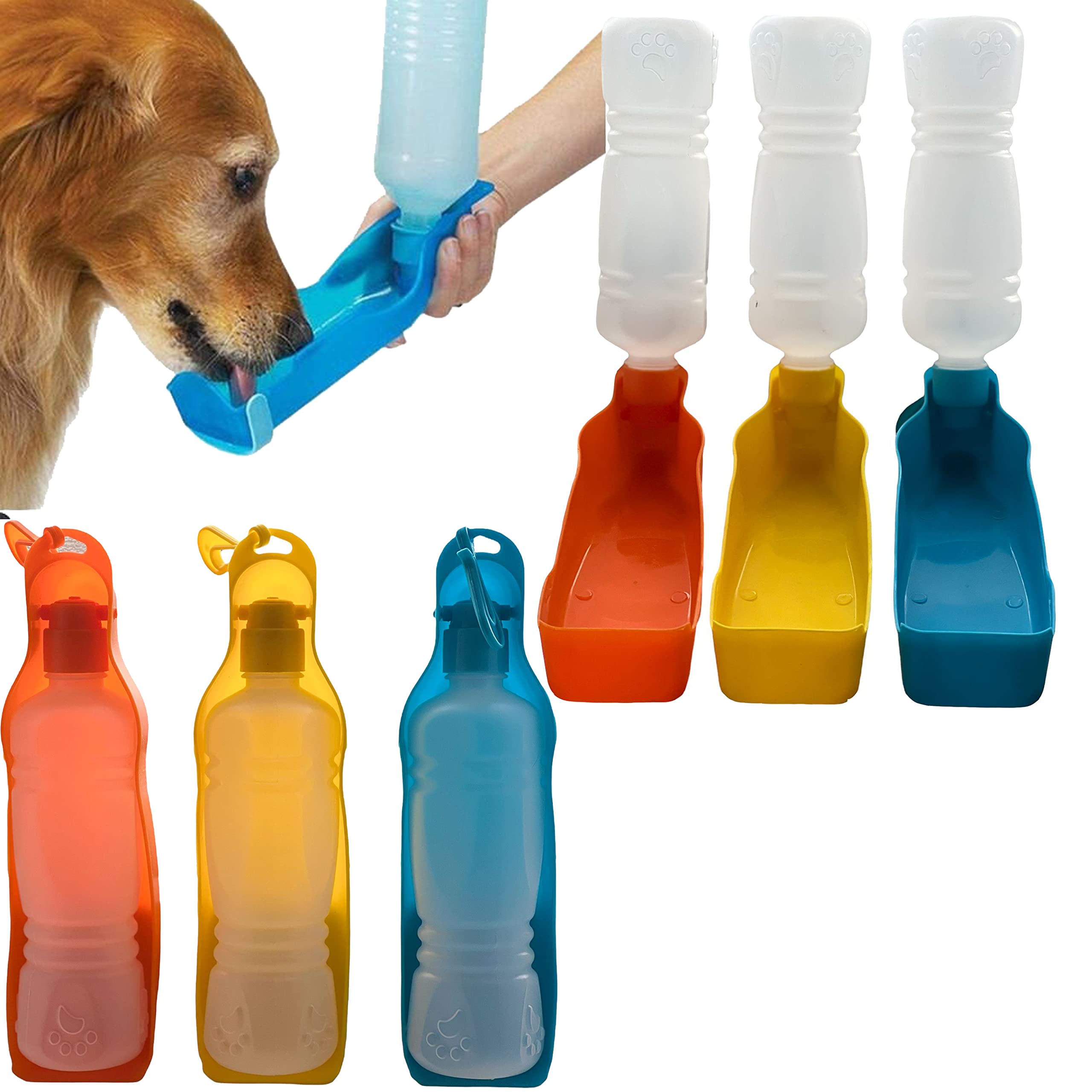 Pet Travel Water Bottle 500ML Portable Dispenser Travel Water Bottle Bowl for Dog Cat Small Animals (Blue)