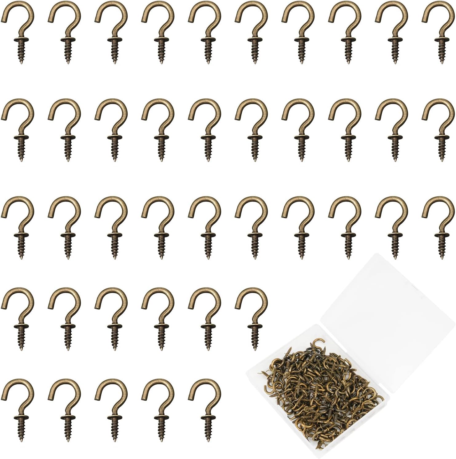 120 Pieces Cup Hooks Nickel Plated Hooks, 1/2 Inch Antique Brass Vintage Screw in Hooks, Mini Ceiling Screw Hooks, Small Hooks Screw In for Hanging Plants, Cups, Art, Jewelry Decor, Durable Indoor