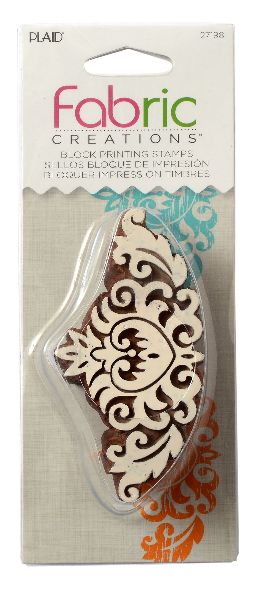 Plaid Fabric Creations "Border Baroque" Stamp, Resin, Red, 8 x 4 cm