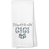 Voatok Coquette Floral Bow Gigi Kitchen Towels, Gigi Gifts for Christmas Birthday from Grandkids Hand Towels, Best Grandma Gifts from Granddaughters Grandsons Dish Tea Towels for Kitchen, 16x24 Inches