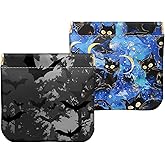 Cabreche 2 PCS Coin Purse Pouch Small Squeeze Soft PU Leather Mini Wallet Change Bag Cute Aesthetic for Women Girls Men-Black Cat Bat