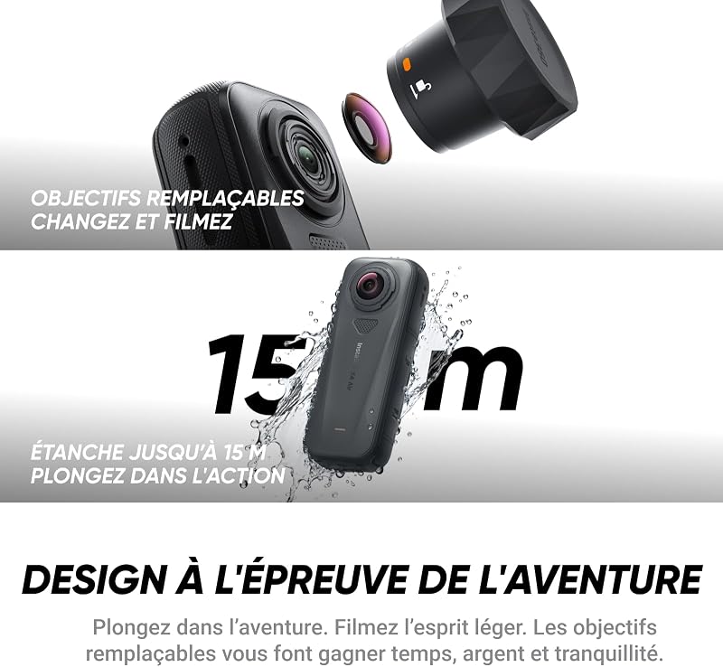 X4 Air Pack Démarrage Noir - Caméra 360 8K, Légère 165 g