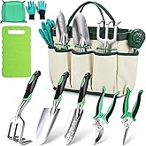 Beswill 10 Piece Heavy-Duty Gardening Tools Set with Soil Moisture Meter - Rust-Proof Aluminum Gardening Hand Tools with Ergonomic Non-Slip Rubber Grips - Gardening Supplies Ideal Gift for Men & Women