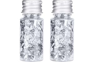 SERLIUM Edible Silver Leaf, Silver Leaf Cake Decoration Gold Flakes Food Gold Foil Decoration Baking Gold Foil Decor Chocolates Decor Silver Leaf Sheets for Cooking Dessert Decoration Crafts Makeup (Silver)