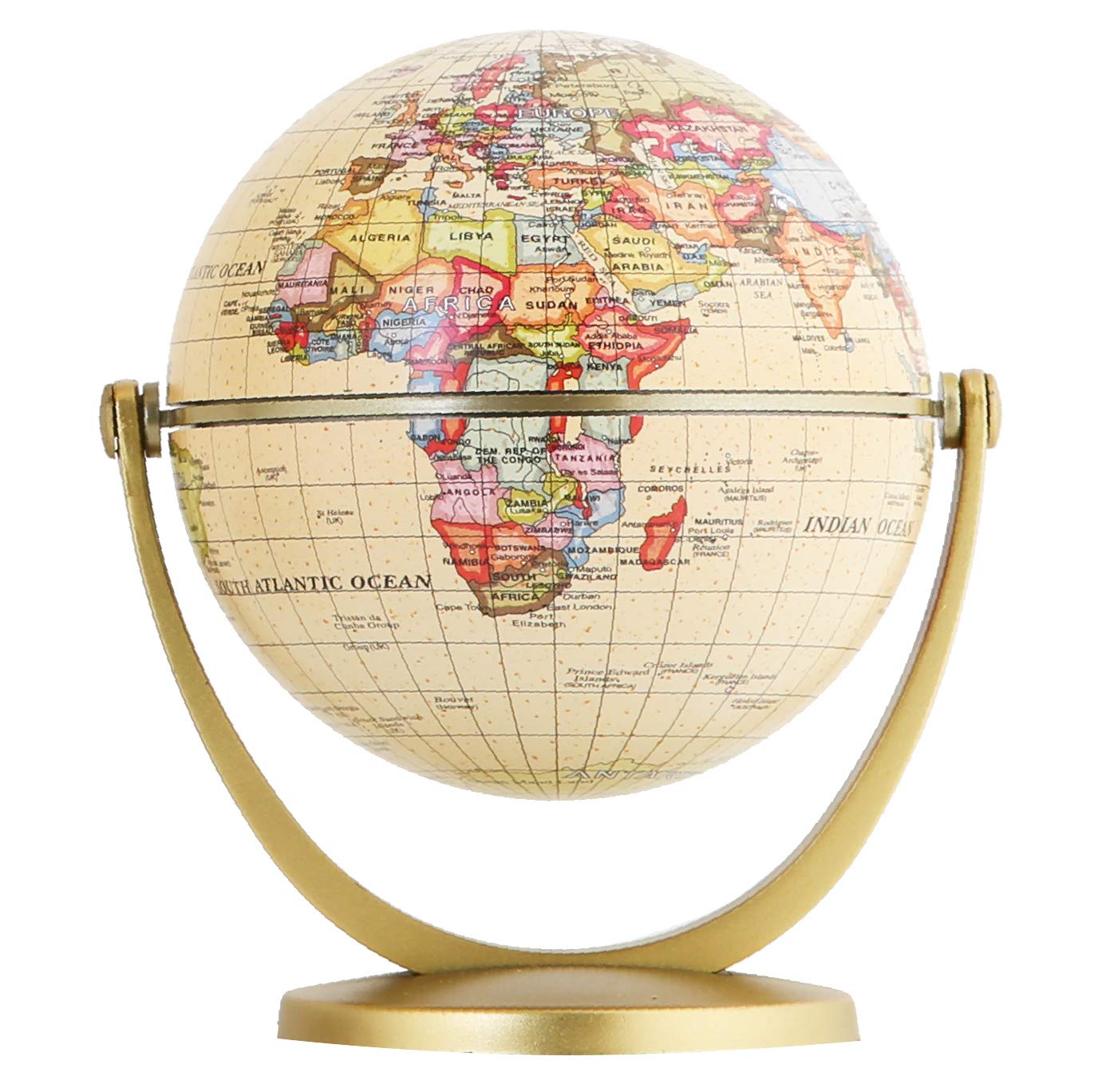 Exerz 10cm Antique Globe - Mini Globe - Vintage Colour Modern Map (Diameter: 10cm)