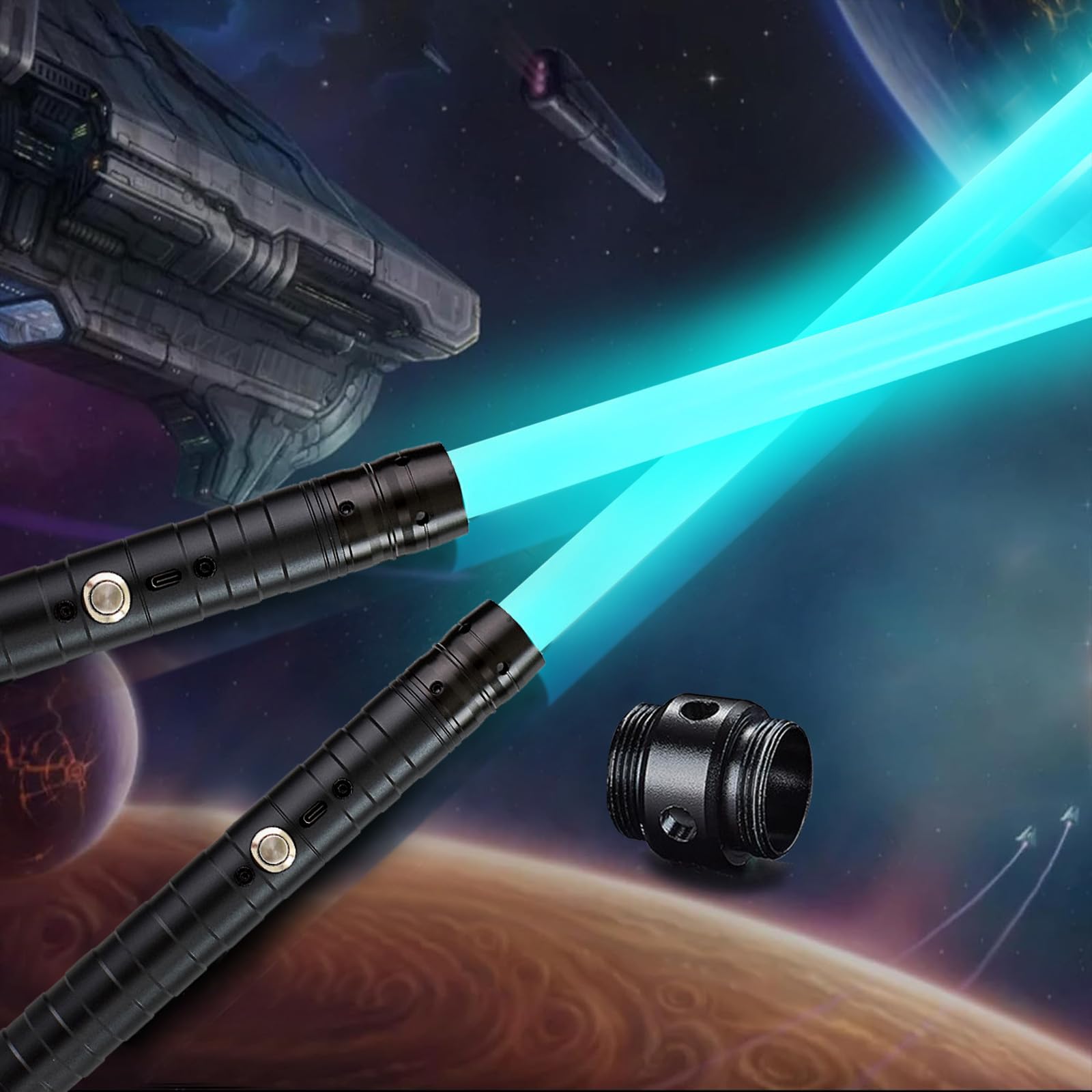 Lightsaber Star Wars, 2025 Upgraded 15 Colors USB RGB LED Light, Rechargeable Light saber with Metal Handle, with Sounds Mode Laser Sword Toy for Kids and Adults Cosplay (2PCS 78.5CM)