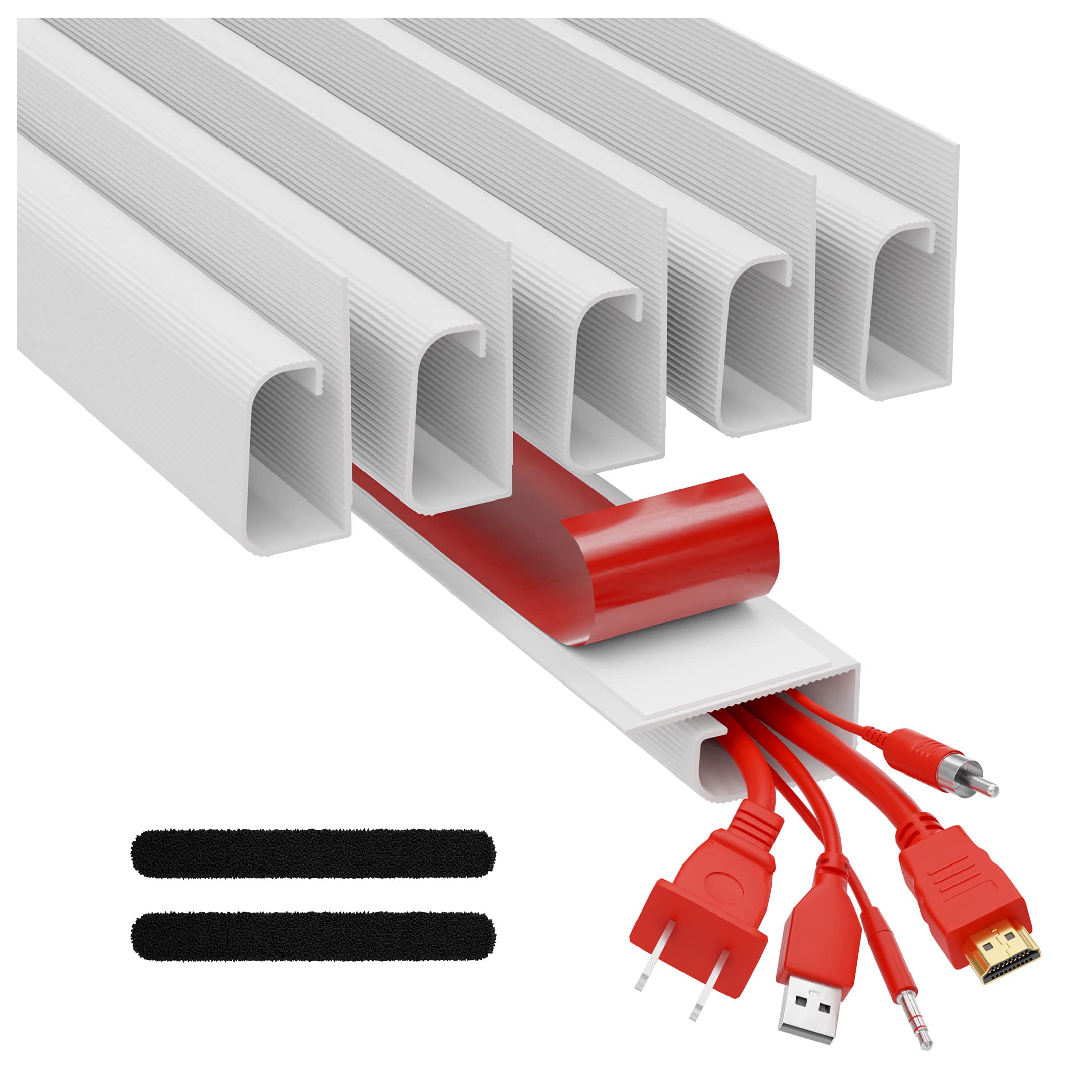 Photo 1 of ProOffice J Channel Cable Raceways 96' - White Raceway Cable Management System - 6x 16' Cable Channels for Cord Management Under Desk