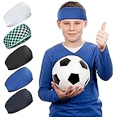 5Pcs Sports Headband, Cooling Soccer Basketball Sweat Headband for Boys & Girls, Elastic Wicking Athletic Sweatbands for Kids Football Basketball Running Tennis, Comfortable Fit &Soft