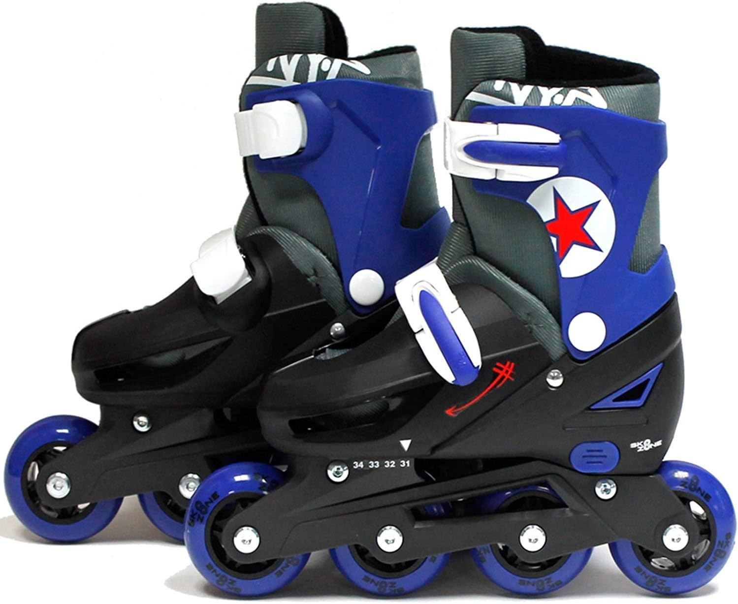 SK8 Zone Boys Blue Roller Blades Inline Skates Adjustable Size Childrens Kids Pro Skating New