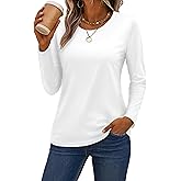 SMENG Women's Long Sleeve Crewneck Cotton Basic T-Shirt Solid Color Soft Comfy Casual Tops Fall Shirts for Women 2025
