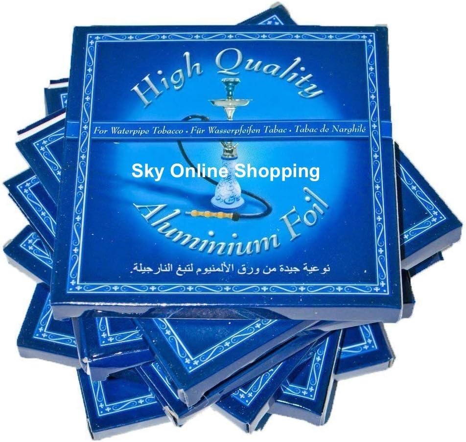 High Quality AL Fakher Aluminum Foils for Ceramic Shisha,Nargila,Hookah(50 foil in 1 Pack) by SOS (6 Packs, Blue)