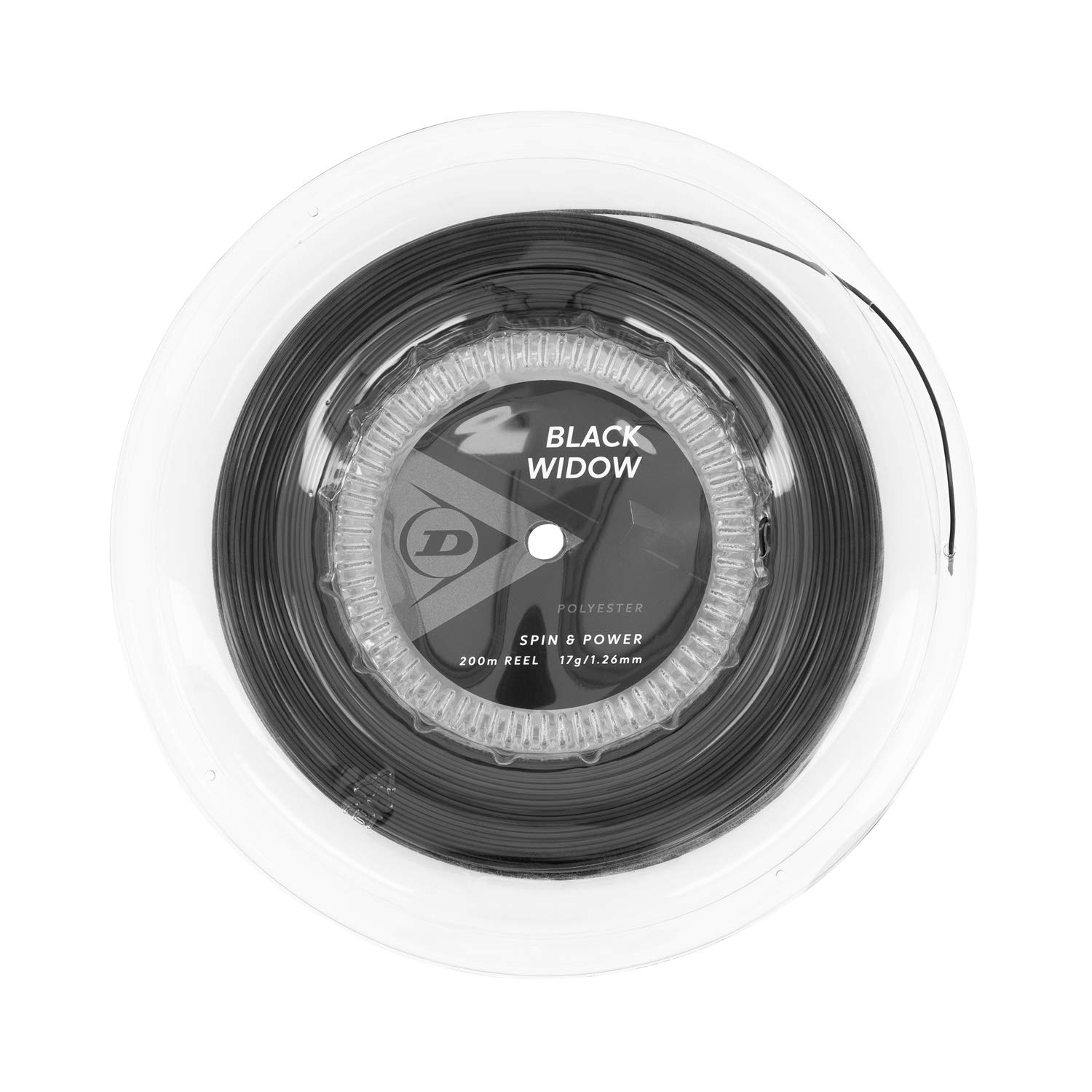 DUNLOP Unisex 624854 Dunlop Tennis String Black Widow 200 m Reel Set 126 mm, Black, One Size UK