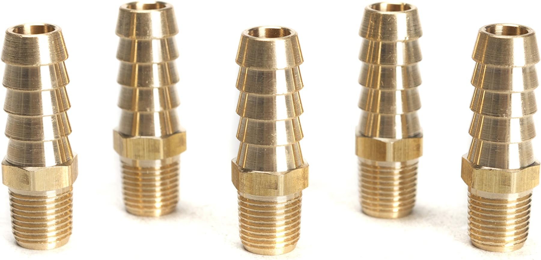 LTWFITTING Brass Fitting Coupler 3/8-Inch Hose Barb x 1/8-Inch Male NPT Fuel Gas Water(Pack of 5)