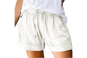 BINMER Womens Summer Shorts Casual Dressy Lace Trim Drawstring Elastic Waist Beach Pants Workout Gym Shorts Plus Size.S-5XL