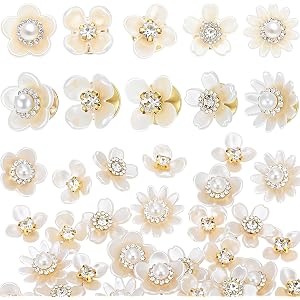 Trnayi Flower Shape Pearl Rhinestone Brooch Embellishments Brooches and Pins for Women Lapel Pins No Sew Button Charms Access