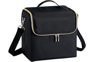 Stagiant Extra Large Makeup Organizer Case, Soft Makeup Box, Professional Nail Train Bag Carrying Case Artist Travel Cosmetic Storage Handbag, with 4 Trays for Jewelry Make-Up Brushes Toiletry