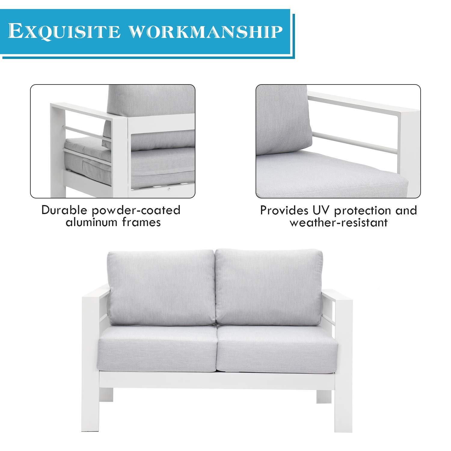 Wisteria Lane Patio Furniture Aluminum Loveseat, AllWeather Outdoor 2