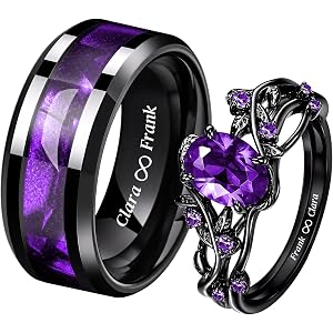 Personalized Promise Rings for Couples Custom Couple Rings His and Hers | Wedding Ring Sets 2 PCS Engagement Gift