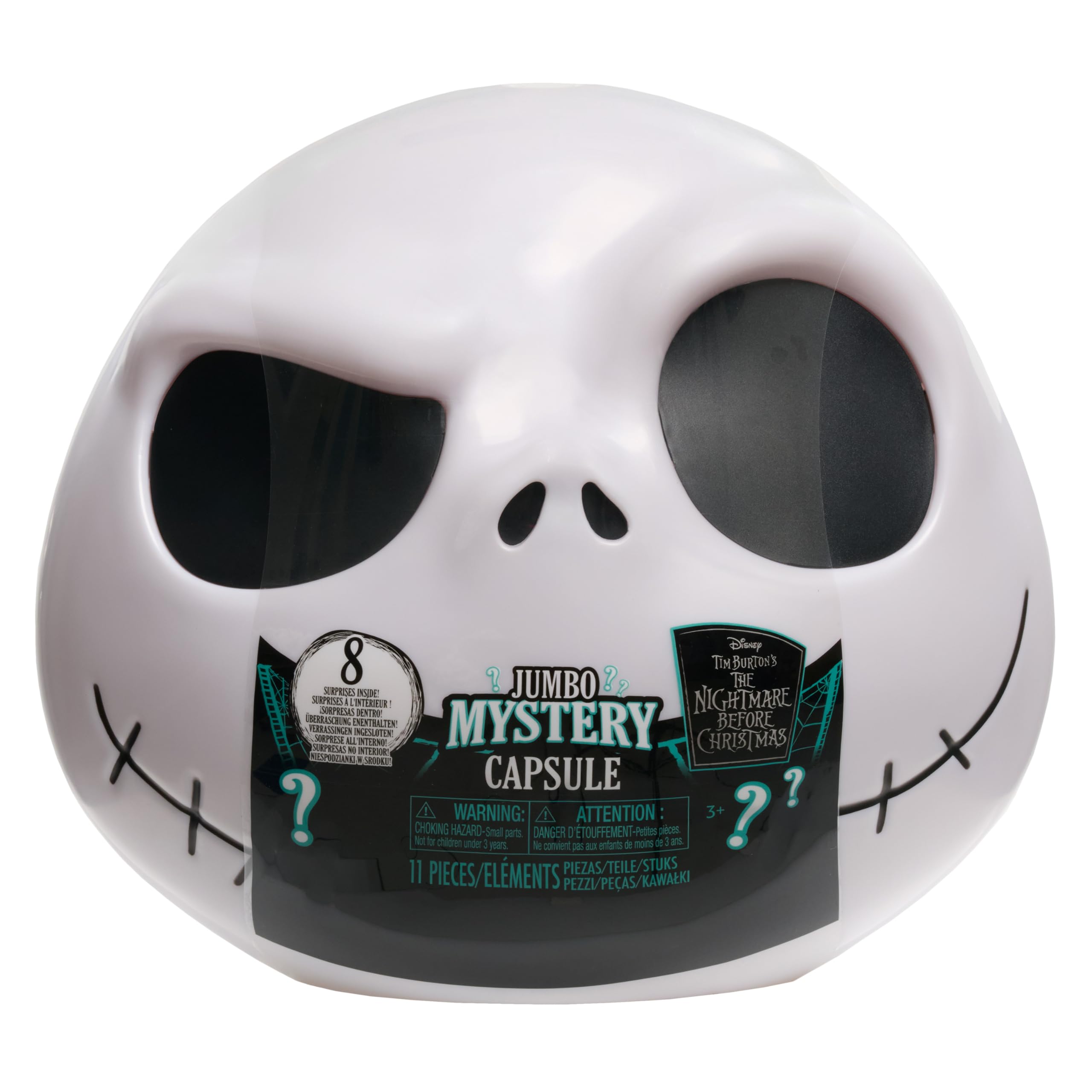 Just Play Disney Tim Burton's The Nightmare Before Christmas Jumbo Mystery Capsule, 8 Surprises Inside, Collectible Figures, Blind Box, Toy for Fans, Boys, Girls, Kids Ages 3 and Up