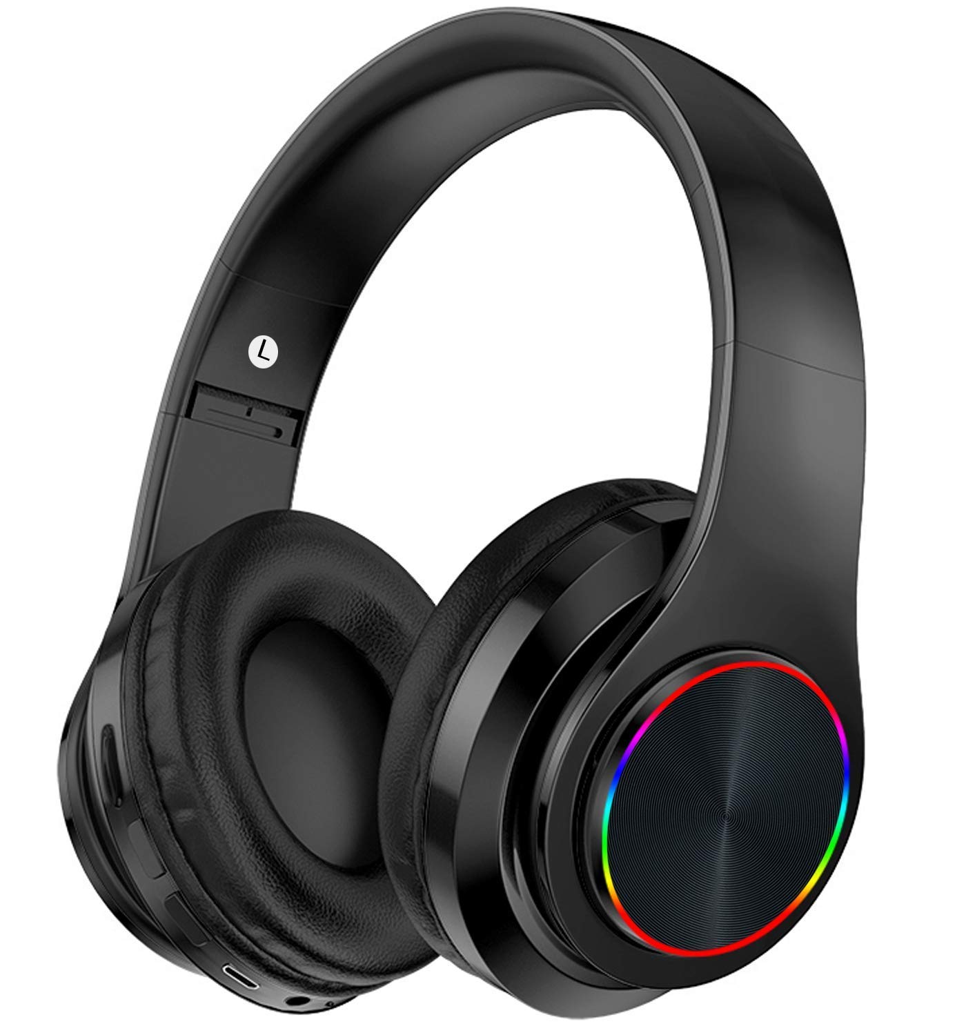 Apsojoy Bluetooth Headphones Wireless Over Ear Foldable Headsets with Microphone LED ，Wired and Wireless Headset for Smart Phone/TV/PC