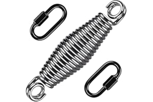 Heavy Duty Swing Spring for Hammock Chair, Porch Swing, Hammock Stands, Heavy Bag Mount, Innovative Conical Shape & Double Closed Ring Design Up to 400lbs, w/Locking Carabiners SELEWARE
